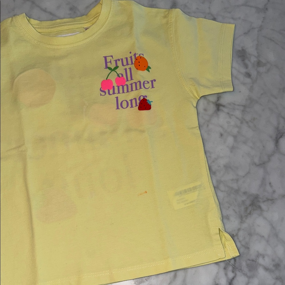 Zara Yellow Kids Tee with Fruit Graphics 4Y - Picture 5 of 7